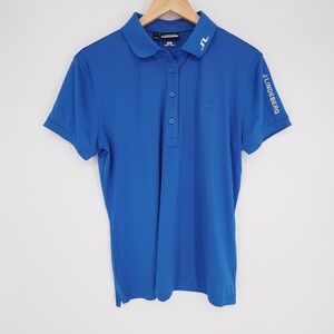 J.Lindeberg Polo Shirt Mens XL Blue Tour Tech Golf Moisture Wicking Performance